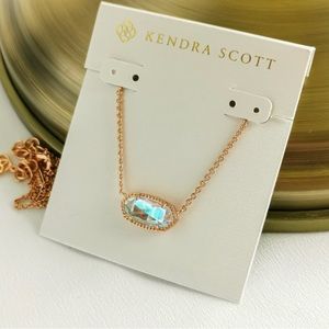 Kendra Scott Elisa dichronic glass, rose gold pendant, necklace.
